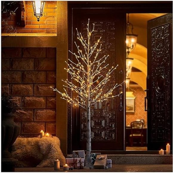 Lighted Birch Tree 8FT 240 Warm White Lights, White Twig Tree with Lights - Picture 8 of 8